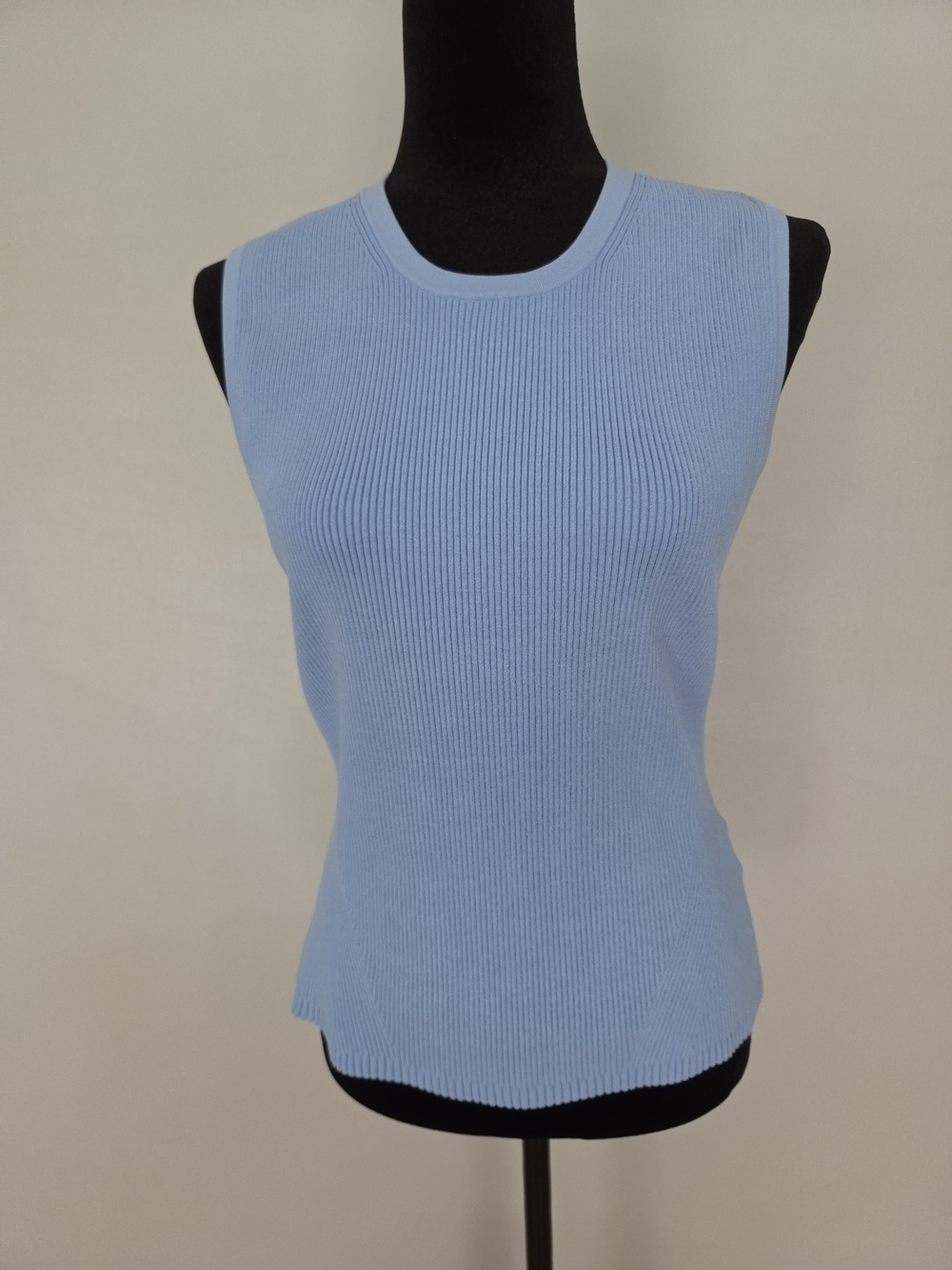 Veronica Beard Ribbed Sleeveless Tank in Light Blue